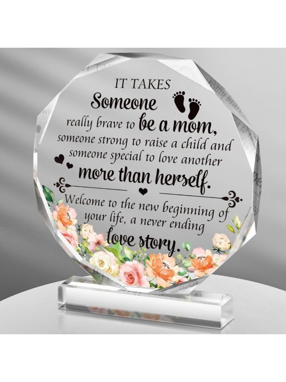 New Mom Gifts Acrylic Desk Decor - Inspirational Thank You Plaque for First